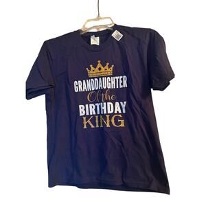NWOT Port and Company Kid's Dark Blue Granddaughter of the Birthday King Sz Med